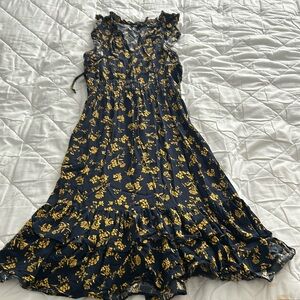 Mid length navy and yellow floral sundress